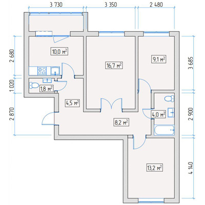 Дизайнерский ремонт трехкомнатной квартиры